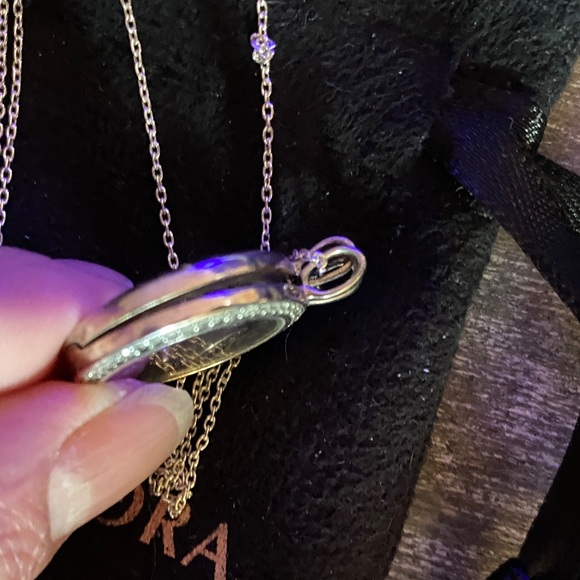 Pandora Silver Round mini charm locket Pendant Necklace - Picture 3 of 4